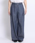 コットンリネン平織デニム　イージーワークパンツ